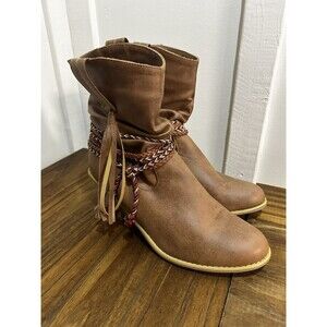 Women’s Fringe Ankle Fashion Boots Western Style Size 10 Womens